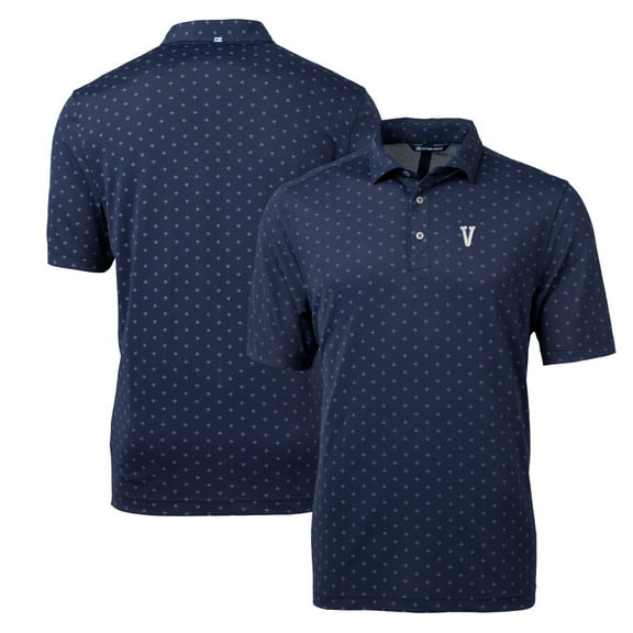 Men's Cutter & Buck Navy Villanova Wildcats Virtue Eco Pique Tile Recycled Polo