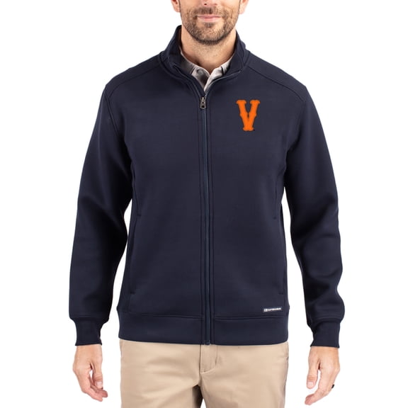Men's-Cutter & Buck  Navy Virginia Cavaliers Roam Eco Recycled Full-Zip Jacket