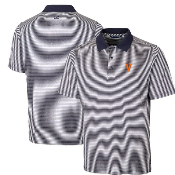 Men's Cutter & Buck Navy Virginia Cavaliers Vintage Big & Tall Forge Tonal Stripe Stretch Polo