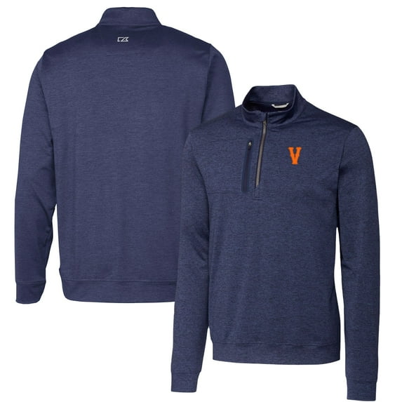 Men's Cutter & Buck Navy Virginia Cavaliers Vintage Vault Big & Tall Stealth Quarter-Zip Pullover Top