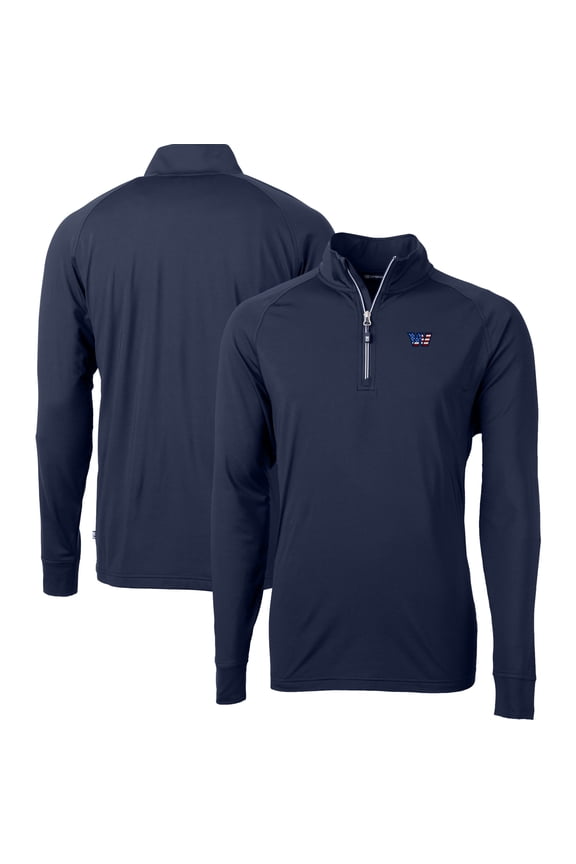 Men's Cutter & Buck Navy Washington Commanders Big & Tall Americana Adapt Eco DryTec Raglan Quarter-Zip Jacket