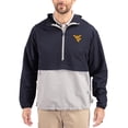 thumbnail image 1 of Men's Cutter & Buck Navy West Virginia Mountaineers Charter Eco Recycled Half-Zip Anorak Jacket, 1 of 2