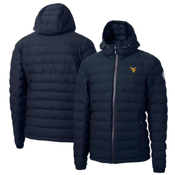 Men's Cutter & Buck Navy West Virginia Mountaineers Mission Ridge Repreve Eco Insulated Puffer Full-Zip Jacket