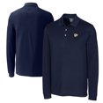 thumbnail image 1 of Men's Cutter & Buck  Navy West Virginia Mountaineers Vault Advantage Tri-Blend Pique Long Sleeve Polo, 1 of 3