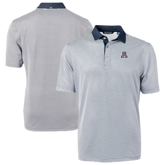 Men's-Cutter & Buck Navy/White Arizona Wildcats DryTec Virtue Eco Pique Recycled Polo