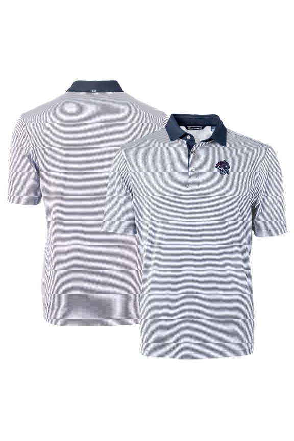 Men's Cutter & Buck Navy/White Binghamton Rumble Ponies Virtue Eco Pique Micro Stripe Recycled Polo