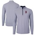 thumbnail image 1 of Men's Cutter & Buck Navy/White Boston Red Sox Virtue Eco Pique Micro Stripe Big & Tall Recycled Quarter-Zip Pullover Top, 1 of 3