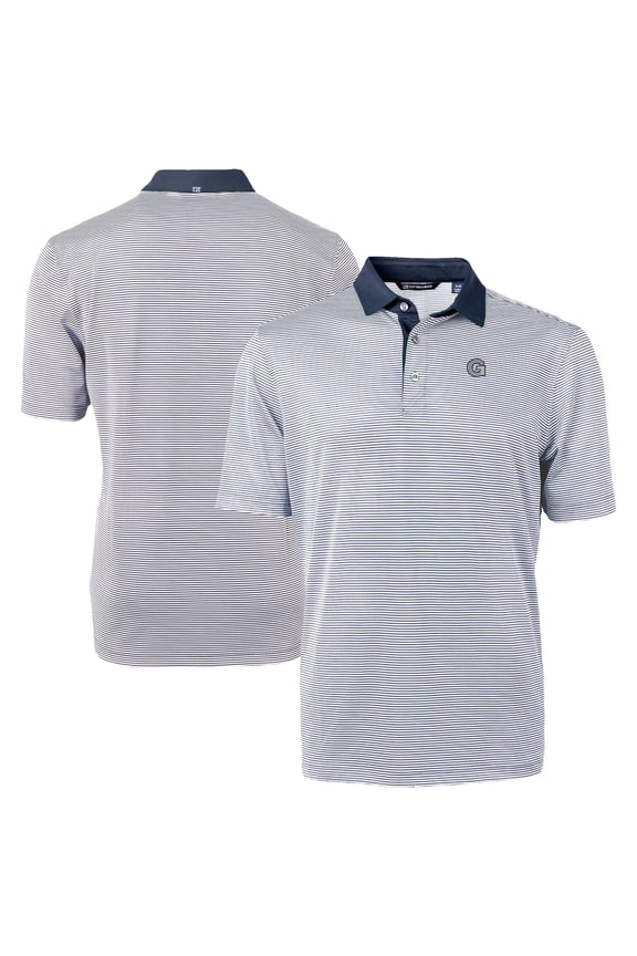 Men's-Cutter & Buck  Navy/White Georgetown Hoyas DryTec Virtue Eco Pique Recycled Polo