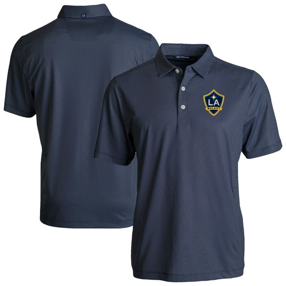 Men's Cutter & Buck Navy/White LA Galaxy Pike Eco Symmetry Print Stretch Recycled Polo