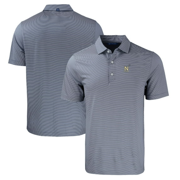 Men's Cutter & Buck Navy/White Navy Midshipmen Forge Eco Double Stripe Stretch Recycled Polo