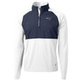 thumbnail image 1 of Men's Cutter & Buck Navy/White New England Patriots Adapt Eco Knit Hybrid Recycled Quarter-Zip Raglan Jacket, 1 of 1