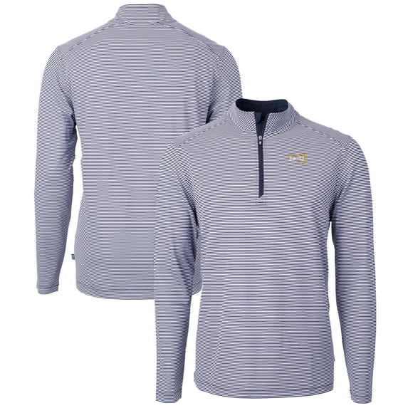 Men's Cutter & Buck Navy/White Northern Arizona Lumberjacks Big & Tall Virtue Eco Pique Micro Stripe Recycled