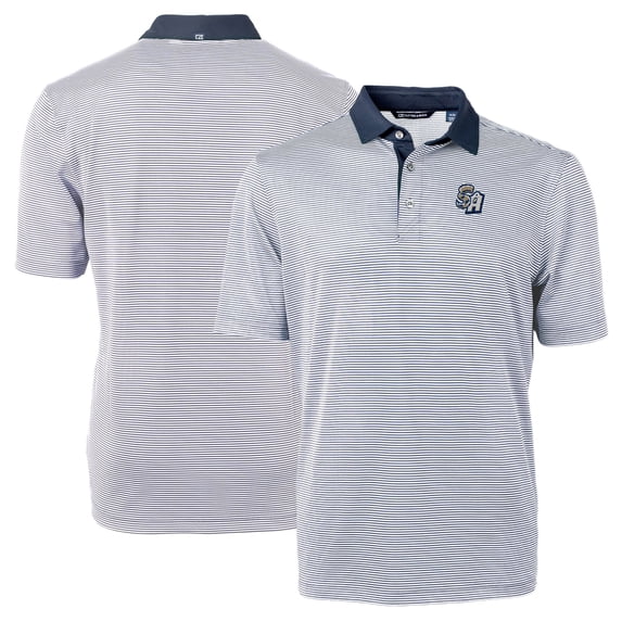 Men's Cutter & Buck Navy/White San Antonio Missions Virtue Eco Pique Micro Stripe Recycled Polo