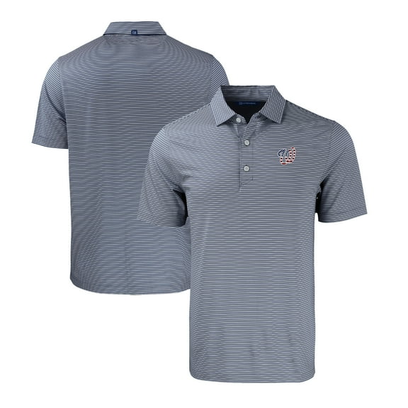 Men's Cutter & Buck Navy/White Washington Nationals Stars & Stripes Forge Eco Double Stripe Stretch Recycled Polo