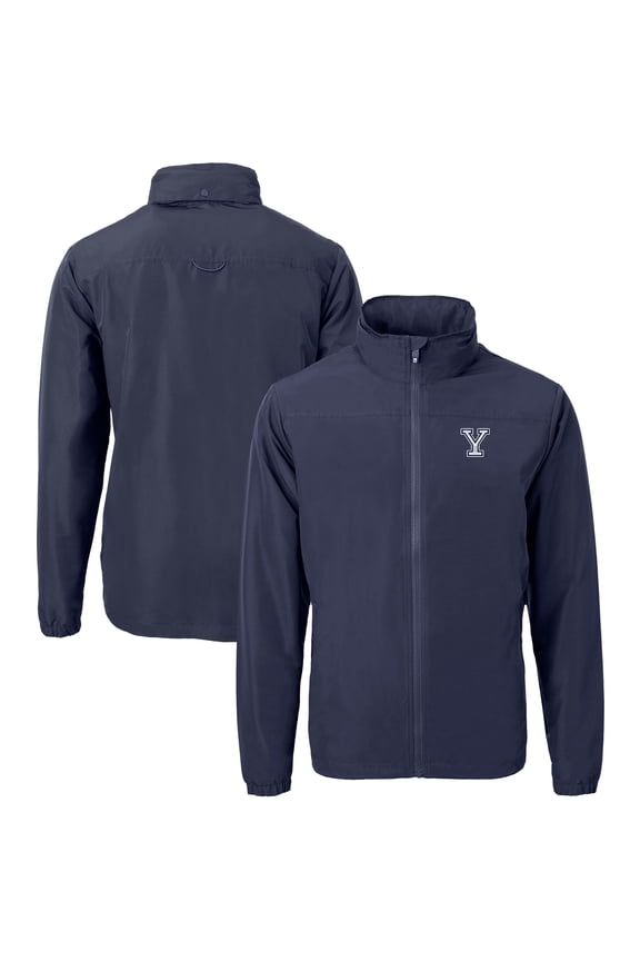 Men's Cutter & Buck Navy Yale Bulldogs Big & Tall Charter Eco Knit Recycled Full-Zip Jacket