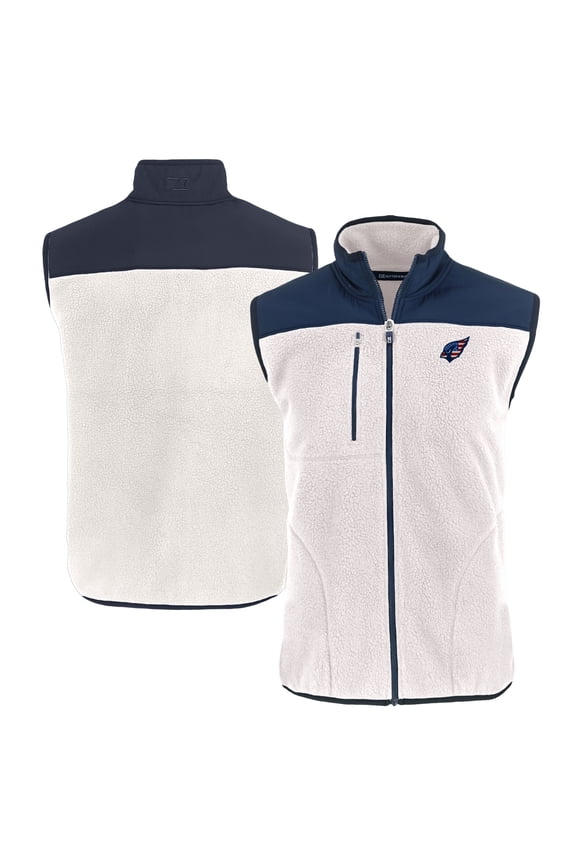 Men's Cutter & Buck Oatmeal Arizona Cardinals  Americana Cascade Eco Sherpa Fleece Full-Zip Vest