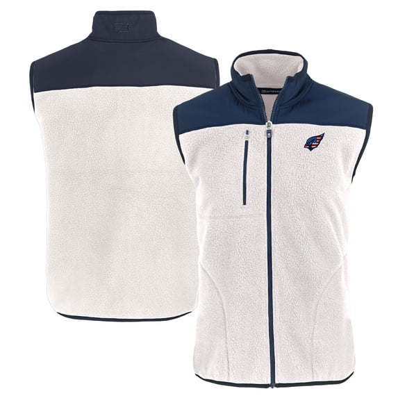 Men's Cutter & Buck Oatmeal Arizona Cardinals Americana Cascade Eco Sherpa Fleece Full-Zip Vest