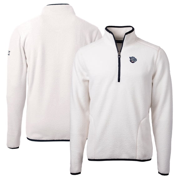 Men's Cutter & Buck Oatmeal Lehigh Valley IronPigs Cascade Eco Sherpa Fleece Quarter-Zip Jacket