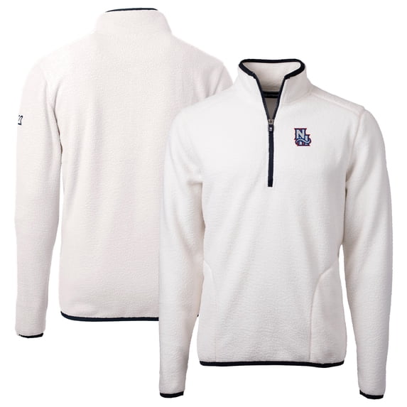 Men's Cutter & Buck Oatmeal New Hampshire Fisher Cats Cascade Eco Sherpa Fleece Quarter-Zip Jacket