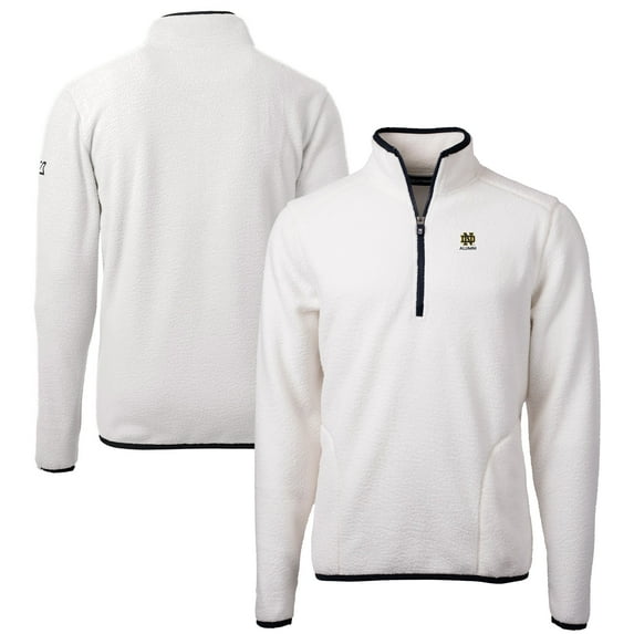 Men's Cutter & Buck Oatmeal Notre Dame Fighting Irish Alumni Logo Cascade Eco Sherpa Fleece Quarter-Zip Pullover Jacket