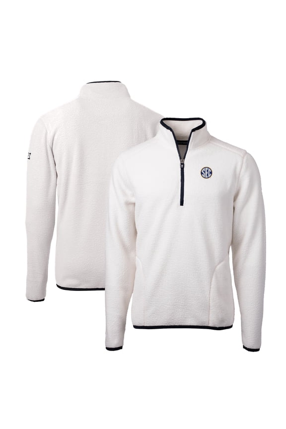 Men's Cutter & Buck Oatmeal SEC Gear Cascade Eco Sherpa Fleece Quarter-Zip Pullover Jacket