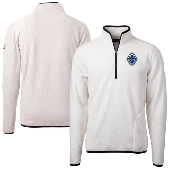 Men's-Cutter & Buck  Oatmeal Vancouver Whitecaps FC Cascade Eco Fleece Quarter-Zip Jacket