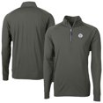 thumbnail image 1 of Men's Cutter & Buck Olive Milwaukee Brewers Adapt Eco Raglan Quarter-Zip Jacket, 1 of 3