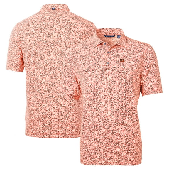 Men's Cutter & Buck Orange Cincinnati Bengals Virtue Eco Pique Botanical Print Recycled Polo