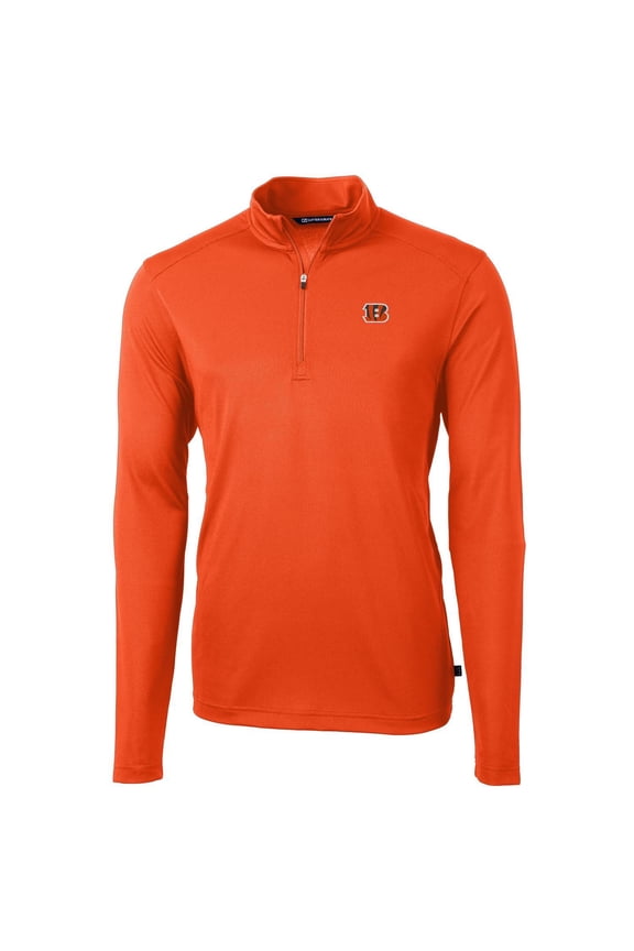 Men's Cutter & Buck Orange Cincinnati Bengals Virtue Eco Pique Recycled Quarter-Zip Pullover Jacket