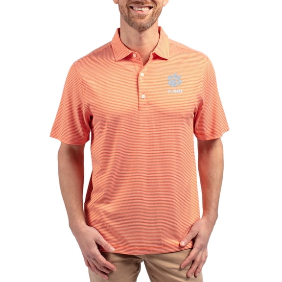Men's Cutter & Buck Orange Clemson Tigers Forge Eco Double Stripe Stretch Recycled Polo