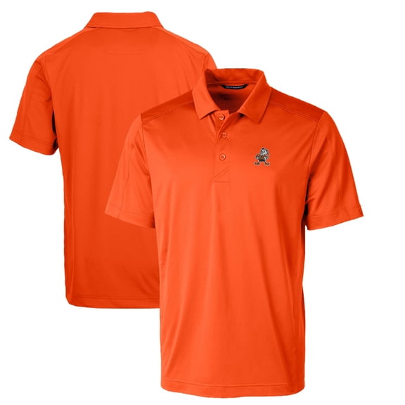 Men's Cutter & Buck Orange Cleveland Browns Throwback Logo Big & Tall Prospect Textured Stretch Polo