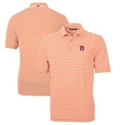 Mens Cutter & Buck Orange Denver Broncos Throwback Logo Virtue Eco Pique Stripe Recycled Polo