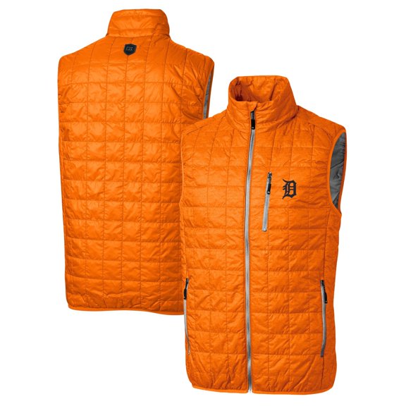 Men's Cutter & Buck Orange Detroit Tigers Rainier Full-Zip Puffer Vest