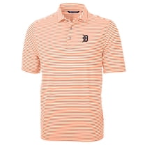 Men's Cutter & Buck Orange Detroit Tigers Virtue Eco Pique Stripe Recycled Polo