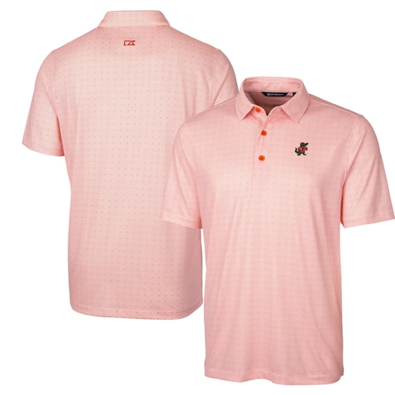 Men's Cutter & Buck Orange Florida Gators Team Logo Big & Tall Pike Double Dot Print Stretch Polo