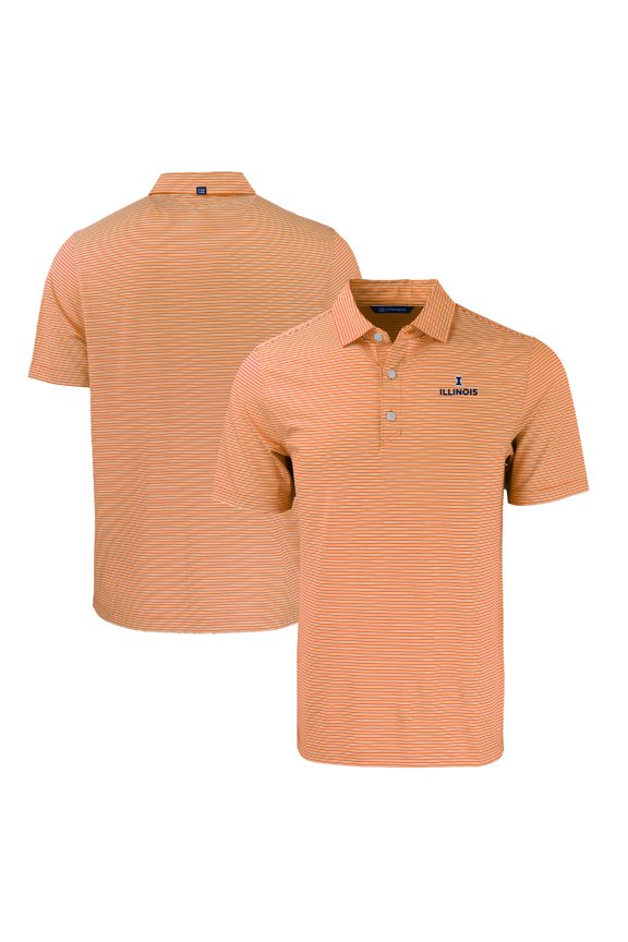 Men's Cutter & Buck Orange Illinois Fighting Illini Forge Eco Double Stripe Stretch Recycled Polo