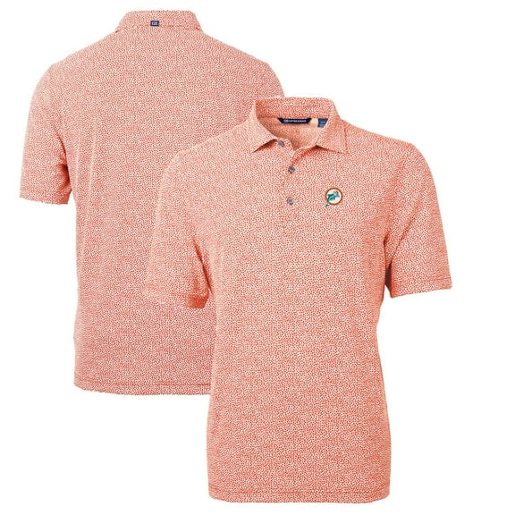 Men's Cutter & Buck Orange Miami Dolphins Throwback Logo Virtue Eco-Pique Botanical Recycled Polo