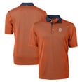 thumbnail image 1 of Men's Cutter & Buck Orange/Navy Detroit Tigers Virtue Eco Pique Micro Stripe Recycled Polo, 1 of 3