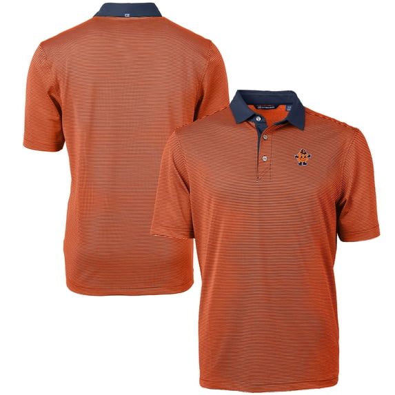 Men's Cutter & Buck Orange/Navy Syracuse Orange Vault DryTec Virtue Eco Pique Micro Stripe Recycled Polo