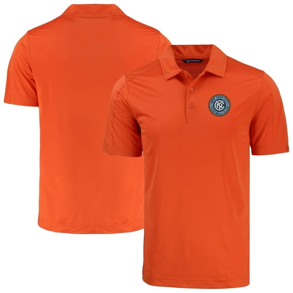 Men's-Cutter & Buck  Orange New York City FC Prospect Eco Textured Stretch Recycled Polo