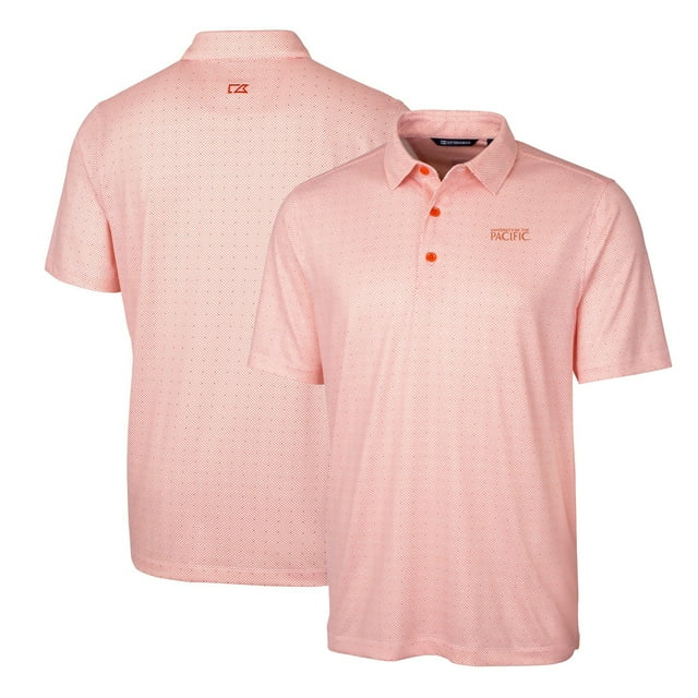 Men's Cutter & Buck Orange Pacific Tigers Big & Tall Pike Double Dot Print Stretch Polo