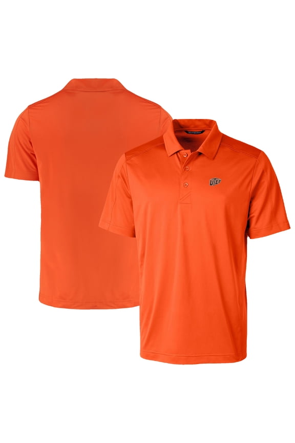 Men's Cutter & Buck Orange UTEP Miners Prospect Eco Textured Stretch Recycled Polo