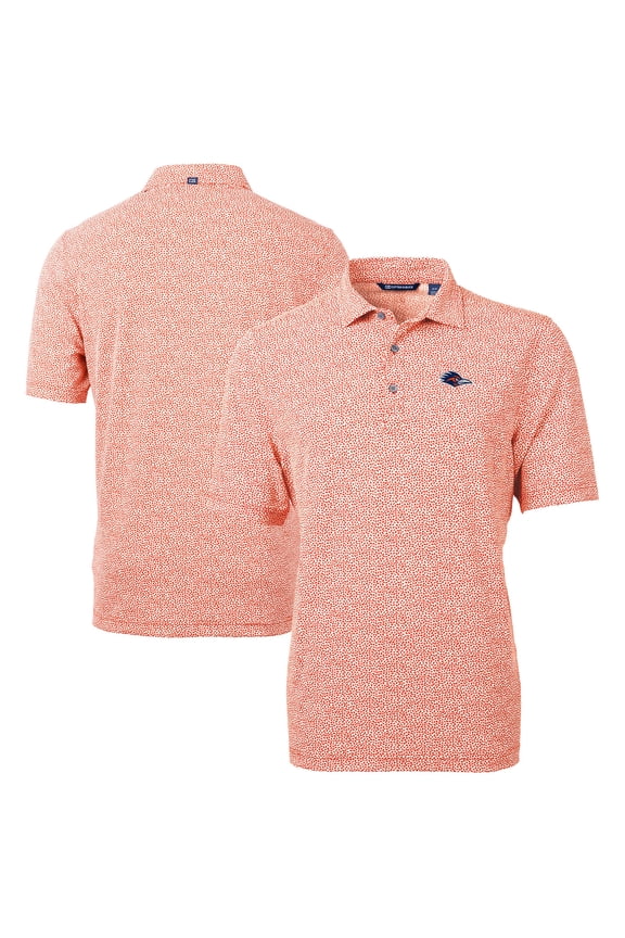 Men's Cutter & Buck Orange UTSA Roadrunners DryTec Virtue Eco Pique Botanical Print Recycled Polo