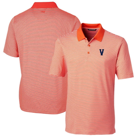 Men's Cutter & Buck Orange Virginia Cavaliers Vintage Big & Tall Forge Tonal Stripe Stretch Polo