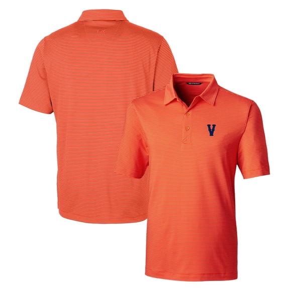Men's Cutter & Buck Orange Virginia Cavaliers Vintage Forge Pencil Stripe Stretch Polo