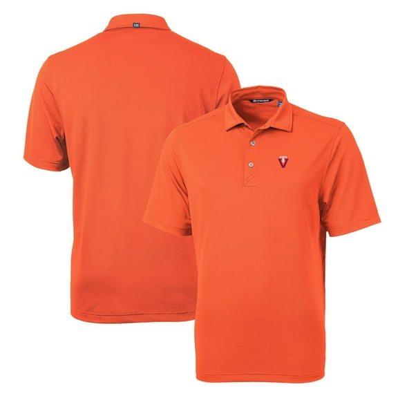 Men's Cutter & Buck Orange Virginia Tech Hokies Team Logo Virtue Eco Pique Recycled Polo