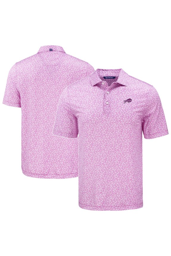 Men's Cutter & Buck Pink Buffalo Bills Pike Eco Flora Print Recycled Polo