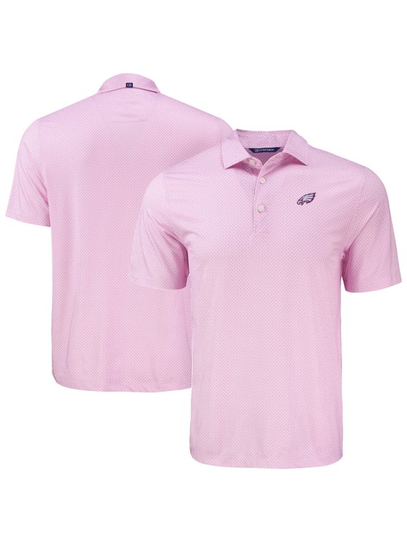 Men's Cutter & Buck Pink Philadelphia Eagles Pike Eco Diamond Dot Print Recycled Polo