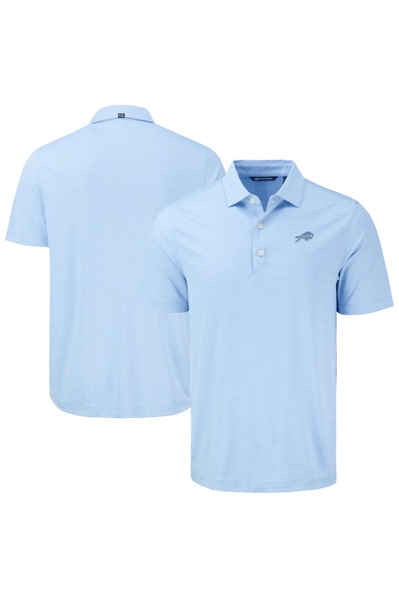 Men's Cutter & Buck  Powder Blue Buffalo Bills Forge Eco Fine Line Stripe Stretch Recycled Polo