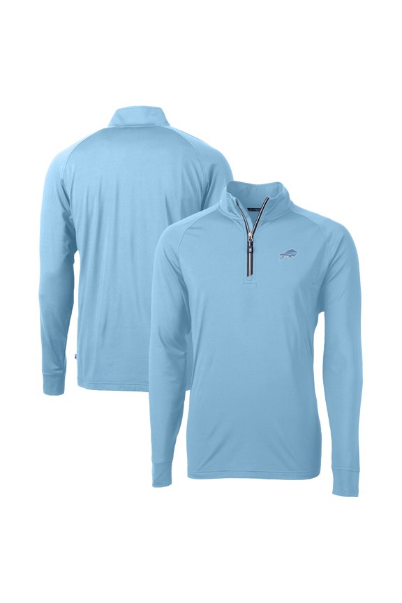 Men's Cutter & Buck  Powder Blue Buffalo Bills Raglan Adapt Eco Knit Stretch Recycled Quarter-Zip Top